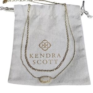 Kendra Scott Gold Plated Double Strand Elise Necklace w Iridescent Druzy Stone